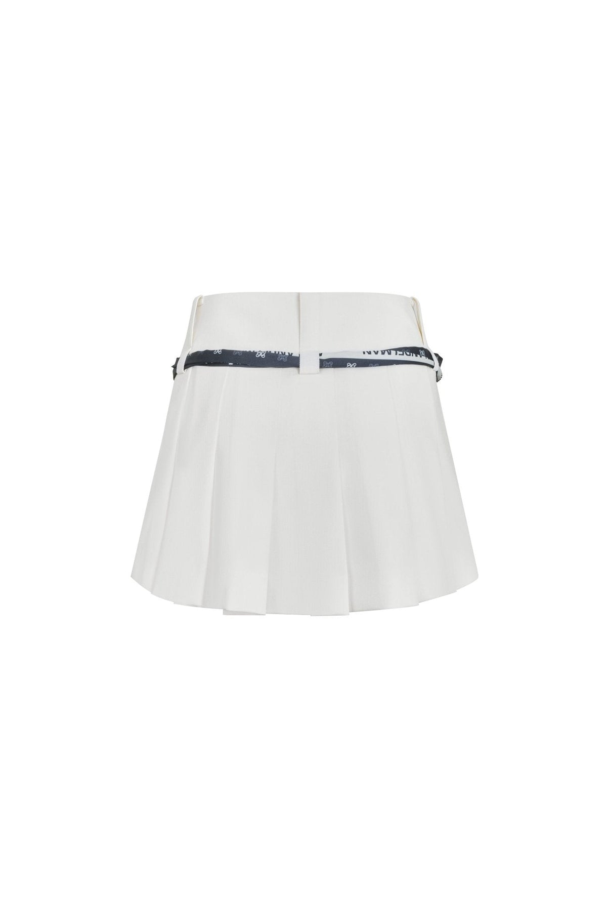 Ann Andelman Silk Scarf Tied Pleated Skirt White
