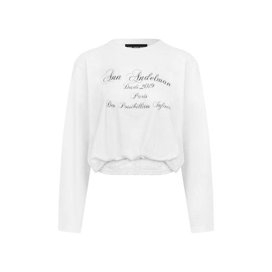 Ann Andelman White T-shirt with Lace Trim Hem