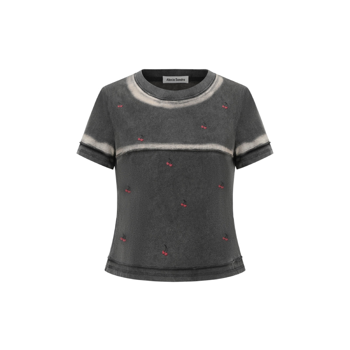 Alexia Sandra Contrast Trim Washed Cherry T-Shirt Black