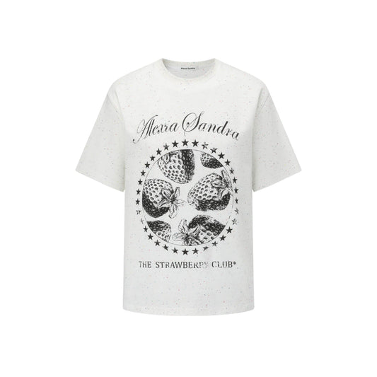Alexia Sandra Strawberry Club Printed Polka Dots T-Shirt White