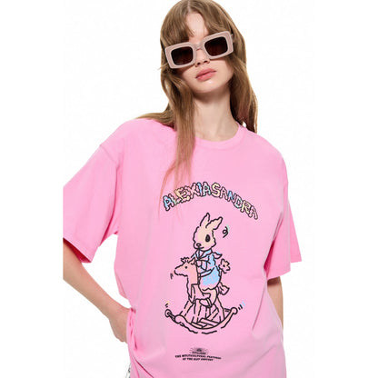 Alexia Sandra Graffiti Wooden Horse Printed T-Shirt Pink