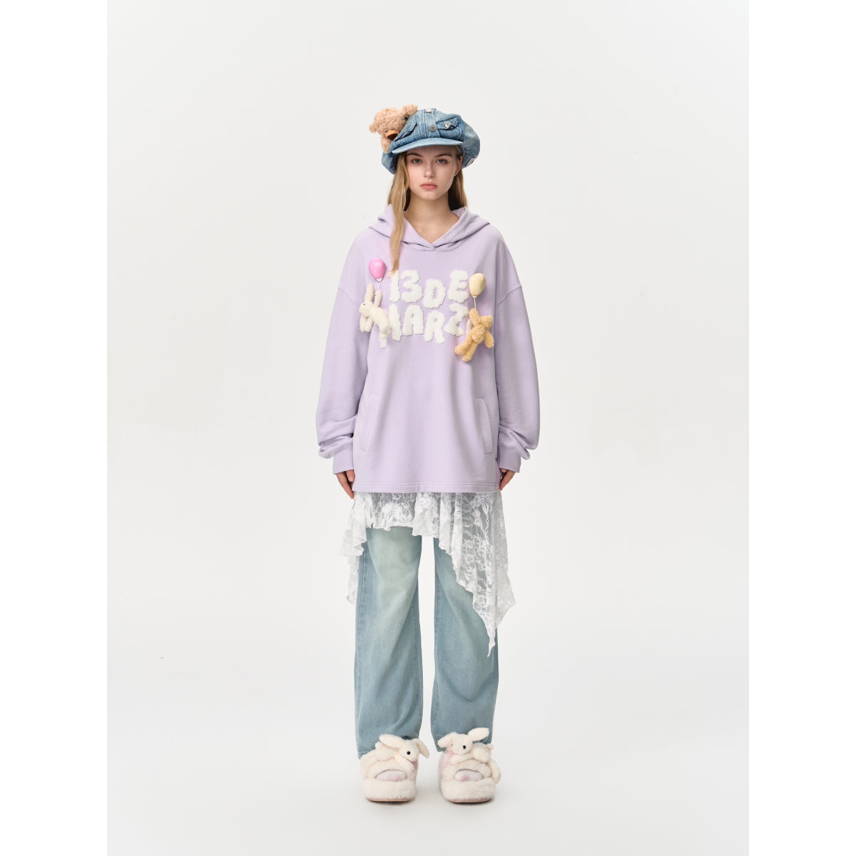 13DE MARZO Float Cloud Balloon Hoodie Purple