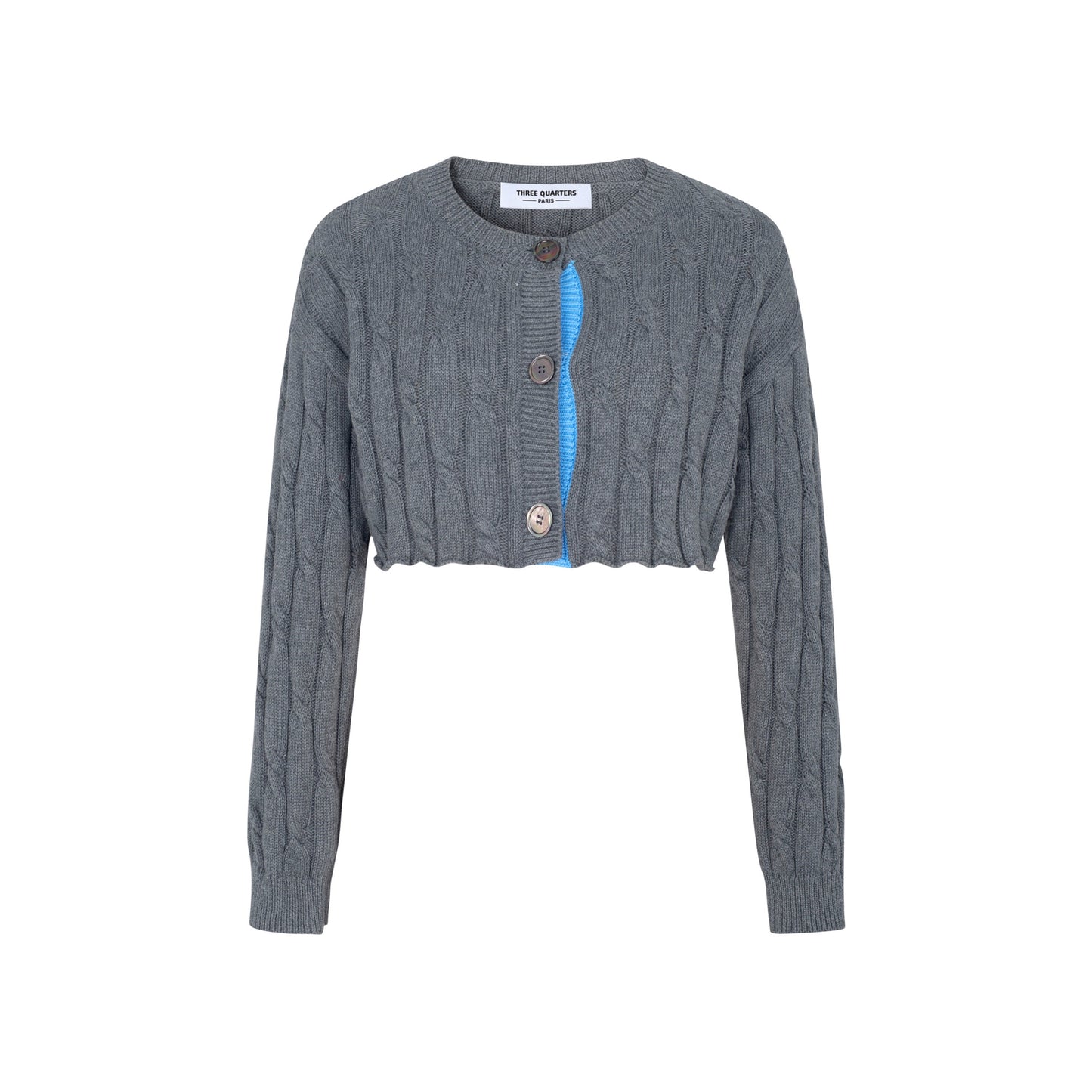 THREE QUARTERS Contrast Cable Cardigan