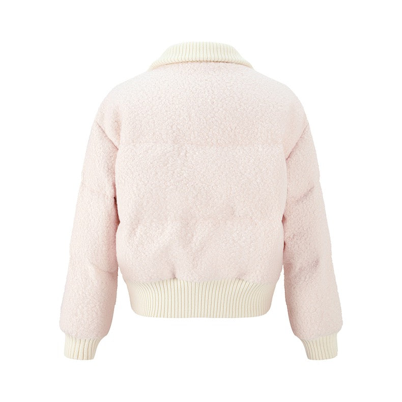 Patchwork Rib Jacket Herlian Rib Patchwork Embroidery Down Jacket Pink – Fixxshop