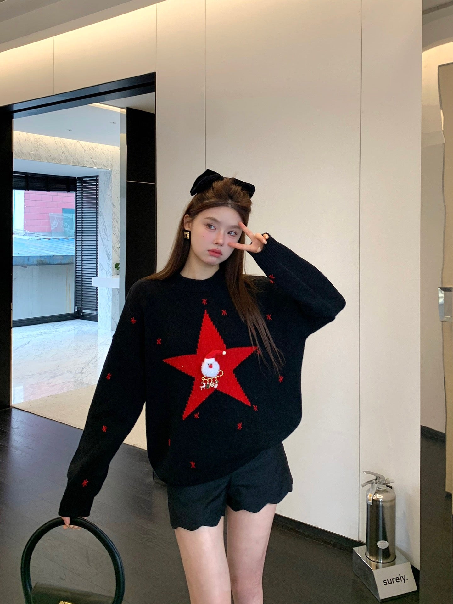 Aimme Sparrow Christmas Star Sweater Black