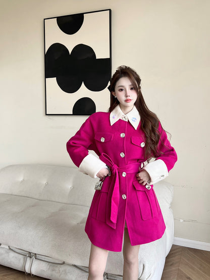 Aimme Sparrow Rose Red Colorblock Coat