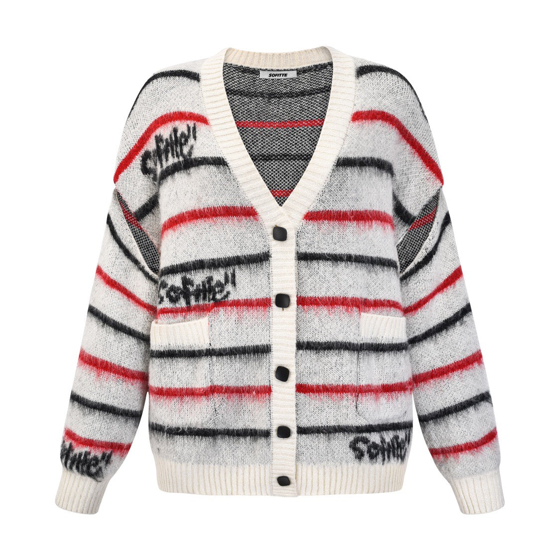 Sofitte Striped Logo Cardigan - Fixxshop