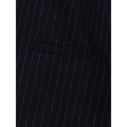 Calvin Luo Navy Vertical Striped Round Neck Suit - Fixxshop