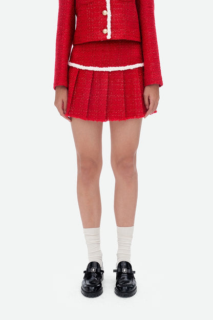 Herlian Wool Duffel Tweed Skirt Red