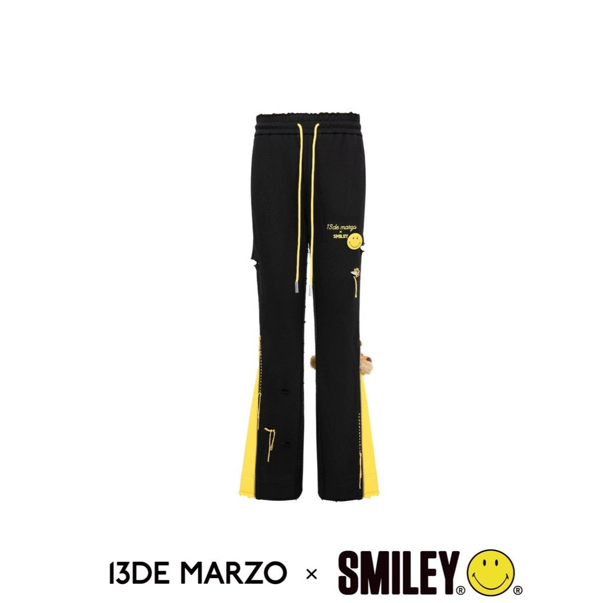 13De Marzo x Smiley Bear Bell Bottom Pants Black