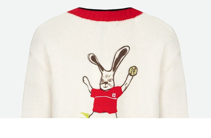 Herlian Tennis Rabbit Logo Knit Cardigan
