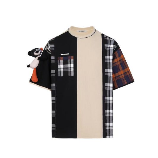 13DE MARZO Vintage Plaid Patch T-shirt Multicolor