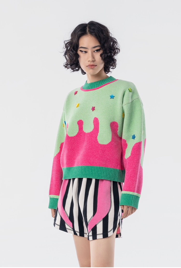 AUBRUINO Colorful Star Short Sweater