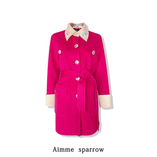 Aimme Sparrow Rose Red Colorblock Coat