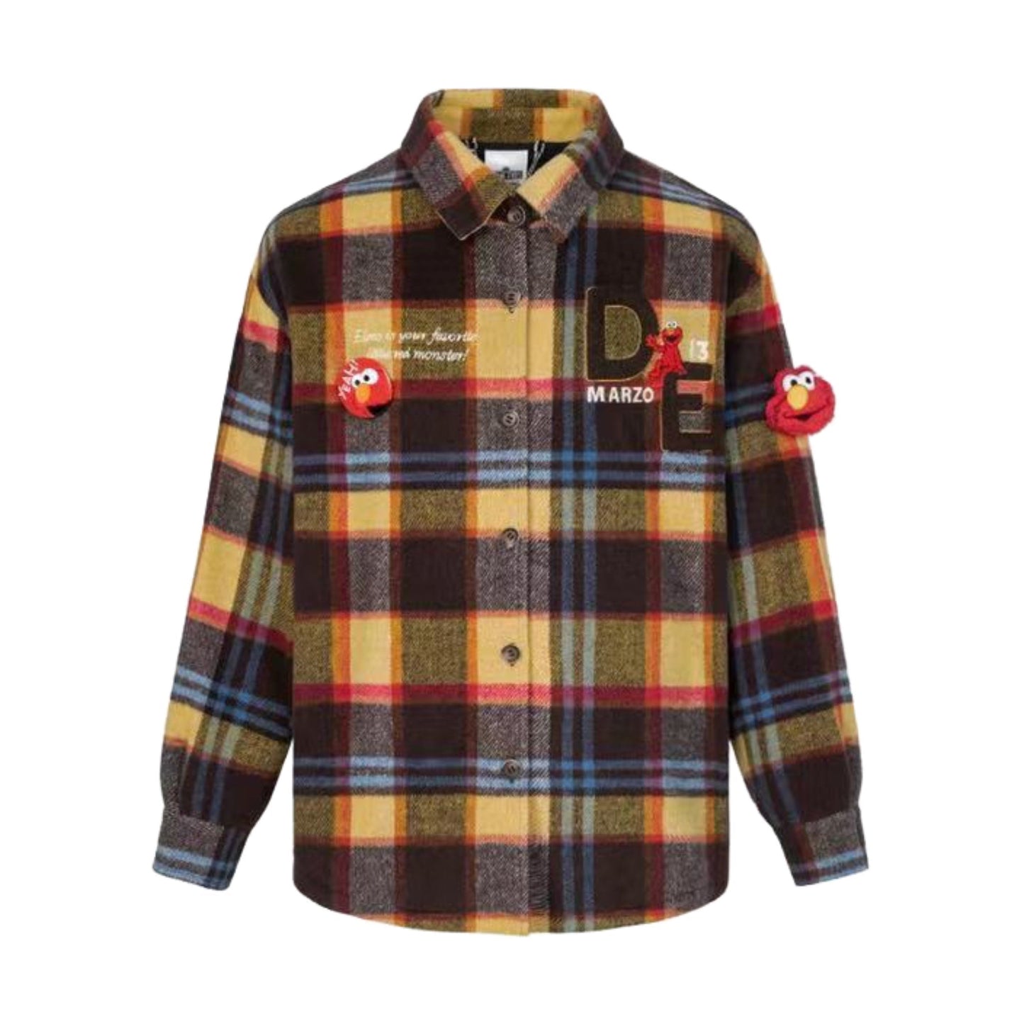 13DE MARZO x SESAME STREET Elmo Woolen Shirt Coat Bombay Brown - Fixxshop