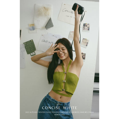 Concise-White Strapless Tube Top Green - Fixxshop