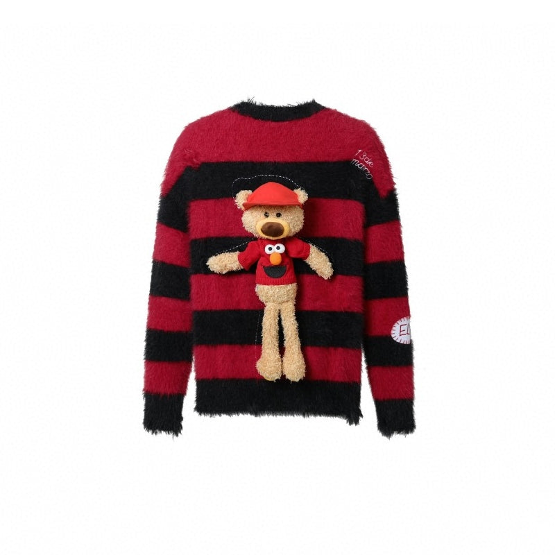 13DE MARZO x SESAME STREET Elmo Bear Fur Stripe Sweater Hautered - Fixxshop