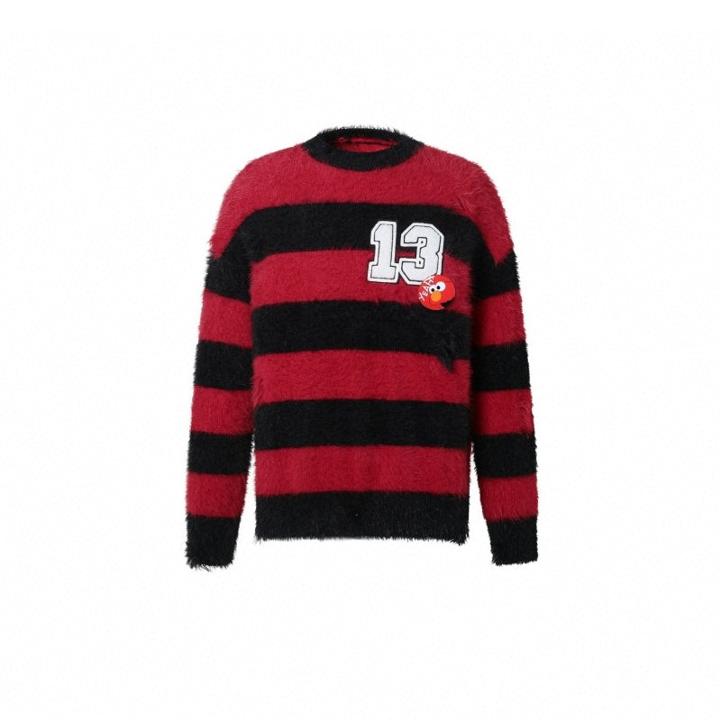13DE MARZO x SESAME STREET Elmo Bear Fur Stripe Sweater Hautered - Fixxshop