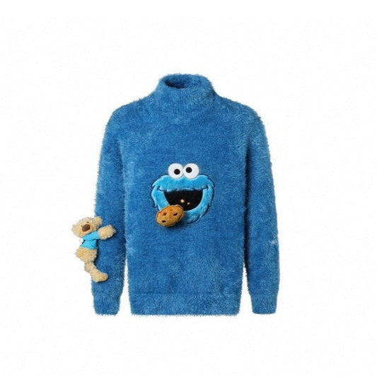 13DE MARZO x SESAME STREET Cookie Monster Choker Sweater Swedish Blue - Fixxshop