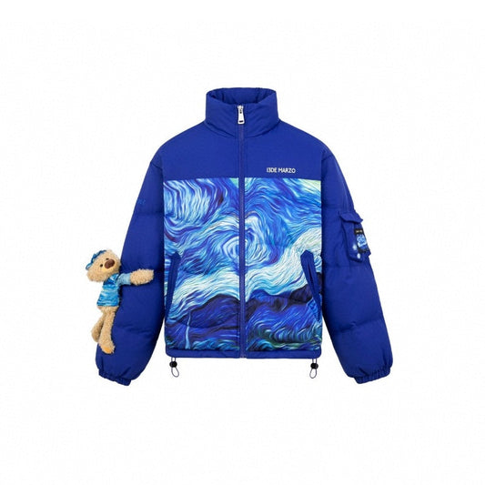 13DE MARZO Van Gogh Masterpiece Down Jacket Imperial Blue