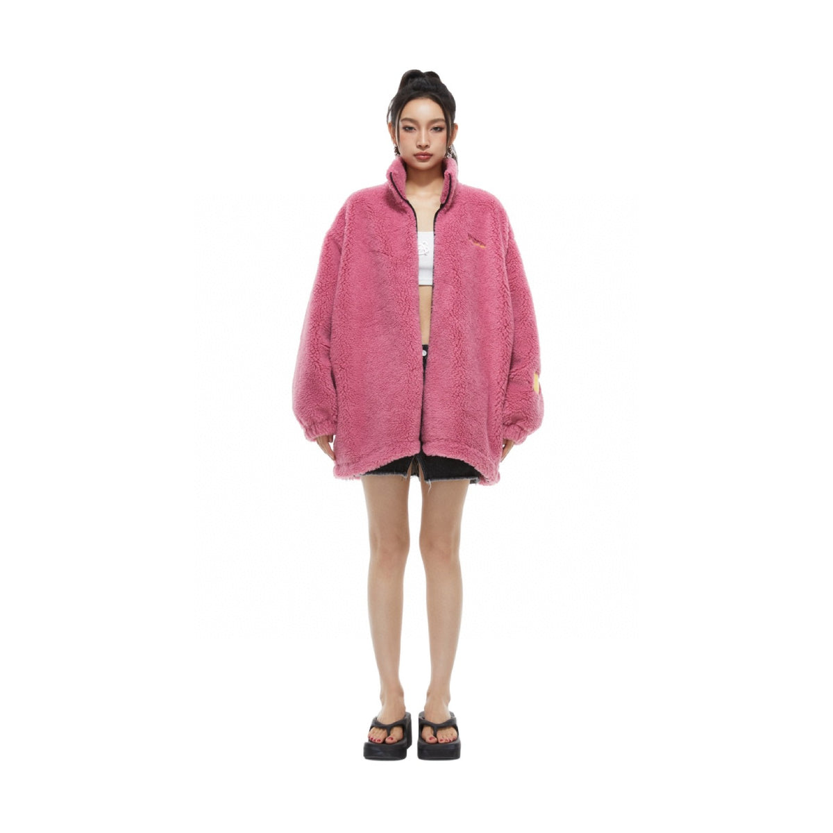 Ann Andelman Oversize Teddy Fur Jacket Pink