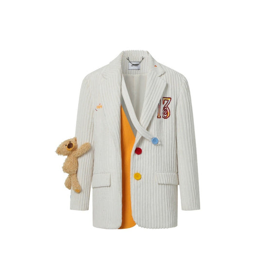 13DE MARZO Bear Corduroy Suit Vanilla Ice