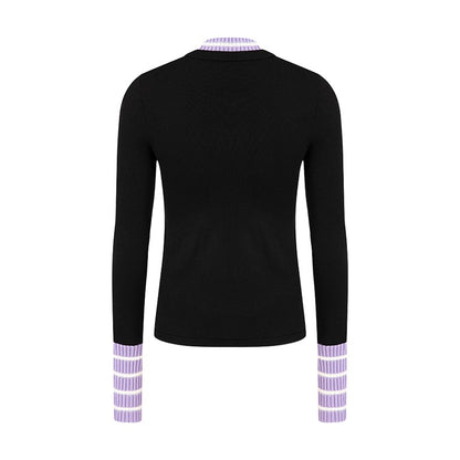 Herlian Purple and Black Knitted Top - Fixxshop