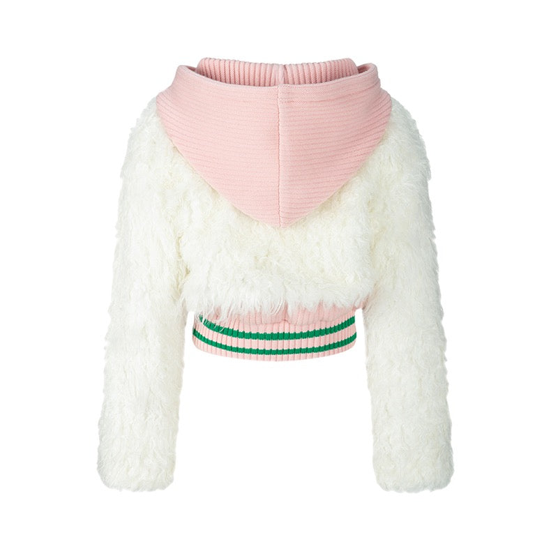 Herlian Fake Two-Piece Fur Knit Jacket