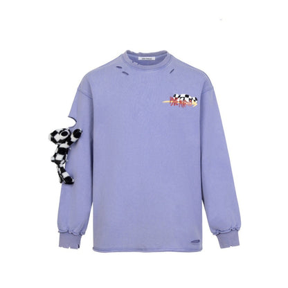 13DE MARZO Racing Graffiti Bear Washed Sweater Cosmic Sky