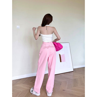 Sofitte Pink Logo Fluffy Crop Top Vest