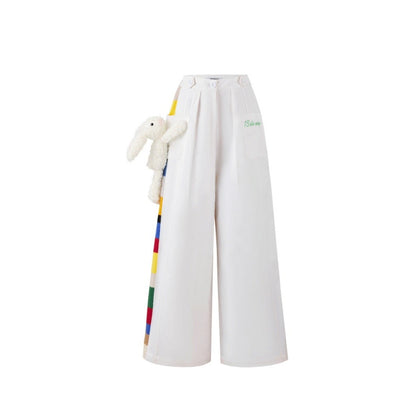 13DE MARZO Vintage Bunny Loose Pants White