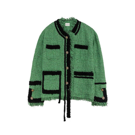 Charlie Luciano Tweed Tassel Jacket Green