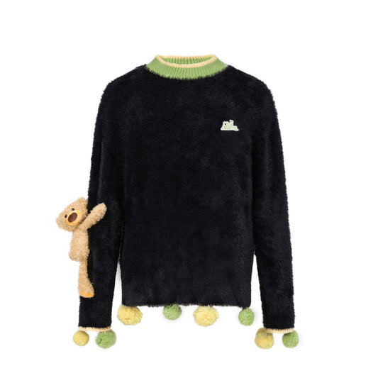 13DE MARZO Mohair Ball Sweater Black - Fixxshop