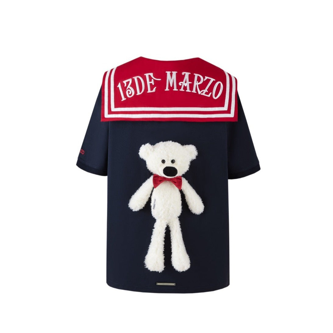 13DE MARZO Bear Sailor T-shirt Estate Blue