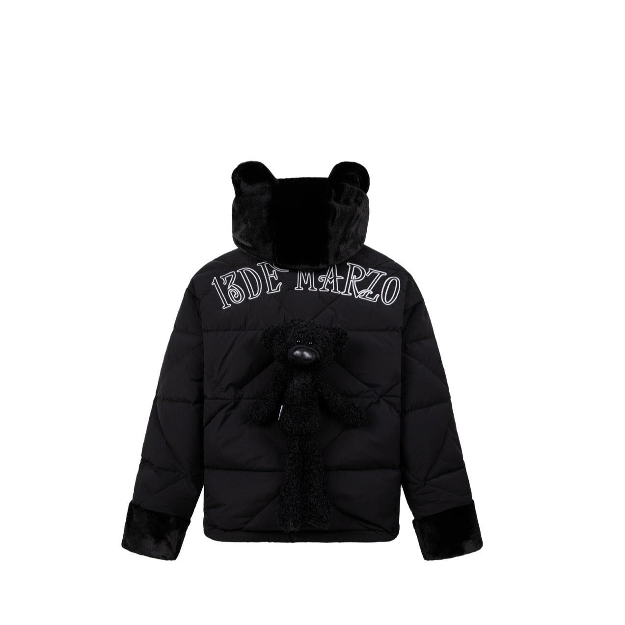 13DE MARZO Bear Detachable Pocket Down Jacket Black