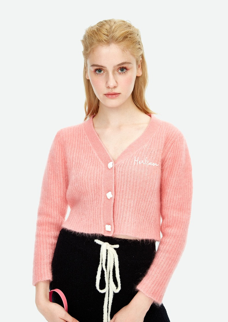 Herlian Mohair Pink Signature Cardigan - Fixxshop