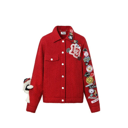 13DE MARZO Bear Badges Jacket Chili Pepper