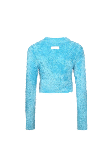 Ann Andelman Feather Yarn Pullover Sweater Blue