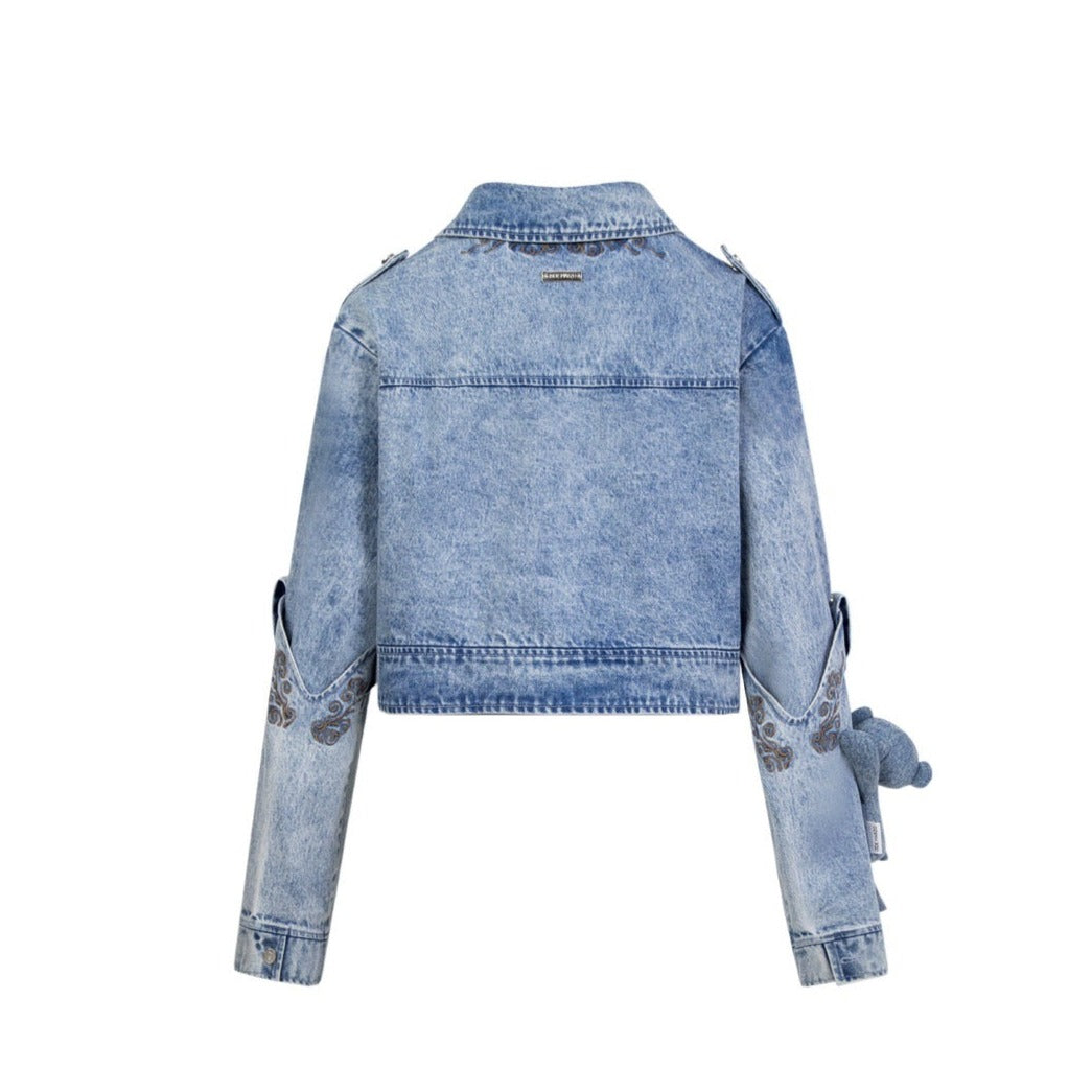 13DE MARZO Removable Cuff Denim Jacket Washed Blue