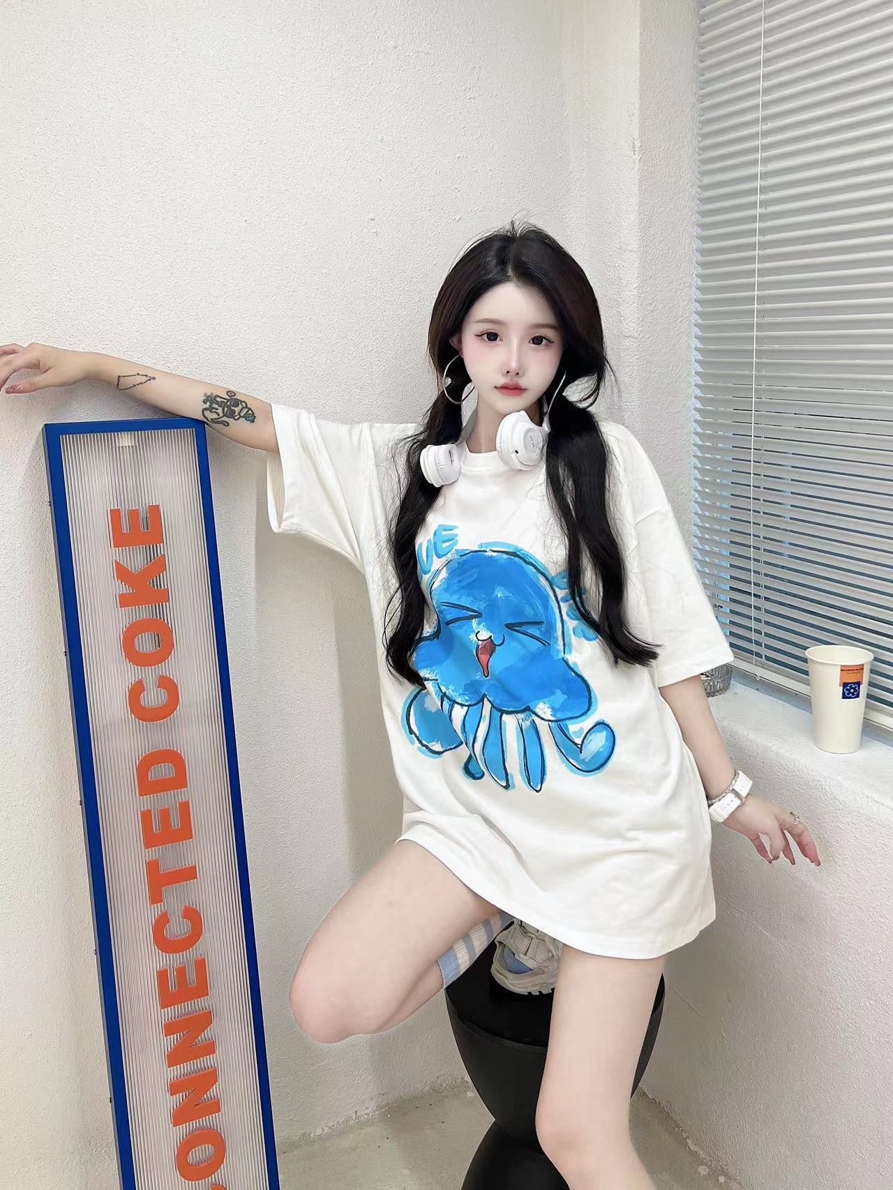 Sofitte Blue Jellyfish Cartoon Tee - Fixxshop