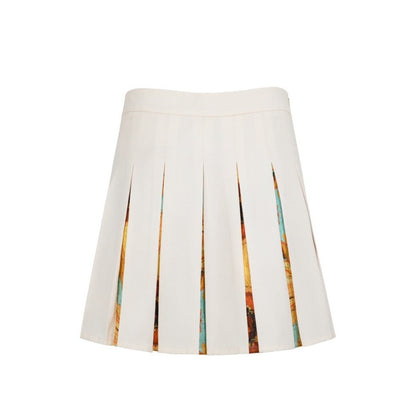 13DE MARZO Van Gogh Masterpiece Pleated Skirt Whisper White