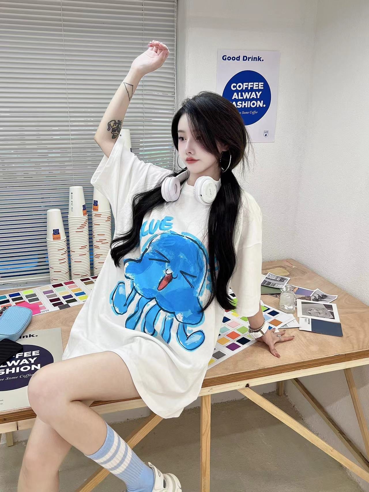 Sofitte Blue Jellyfish Cartoon Tee - Fixxshop