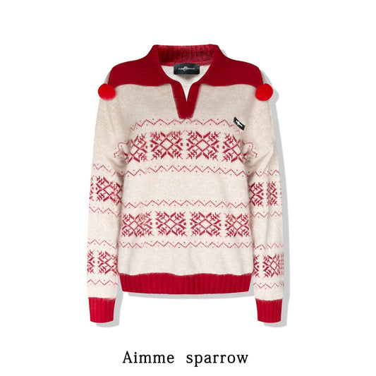 Aimme Sparrow Rose Logo Ball Sweater