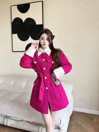 Aimme Sparrow Rose Red Colorblock Coat