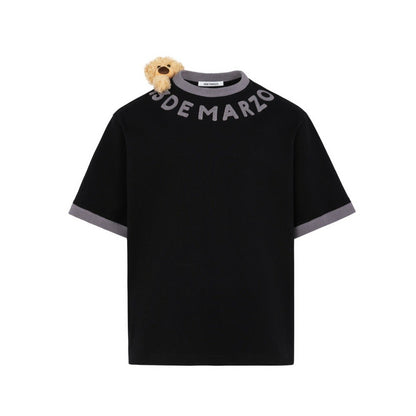 13DE MARZO Round Neck Knit Logo T-shirt Black Beauty