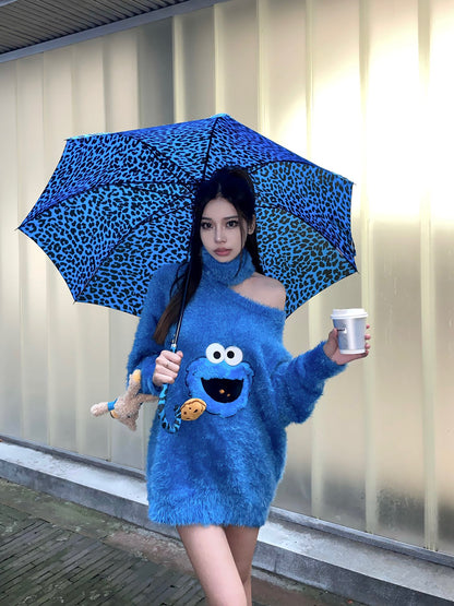 13DE MARZO x SESAME STREET Cookie Monster Choker Sweater Swedish Blue - Fixxshop
