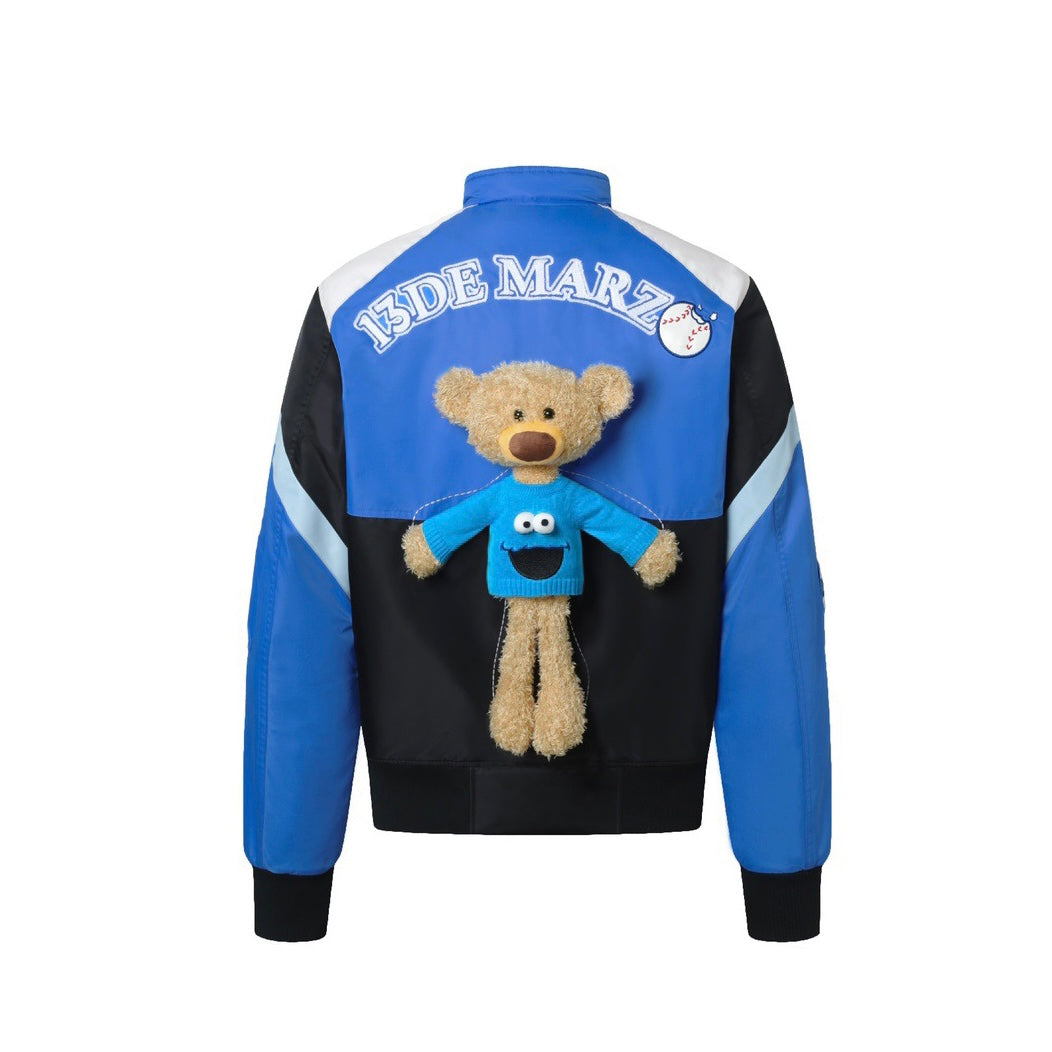 13DE MARZO x SESAME STREET Cookie Monster Bear Flight Jacket Black - Fixxshop