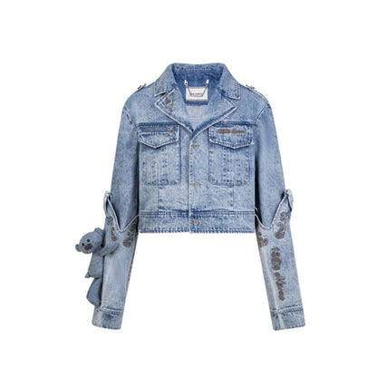 13DE MARZO Removable Cuff Denim Jacket Washed Blue