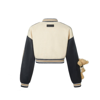 13DE MARZO Vintage Short Baseball Jacket Lamb's Wool