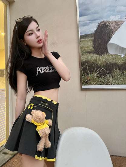 13De Marzo x Smiley Broken Suture Skirt Black